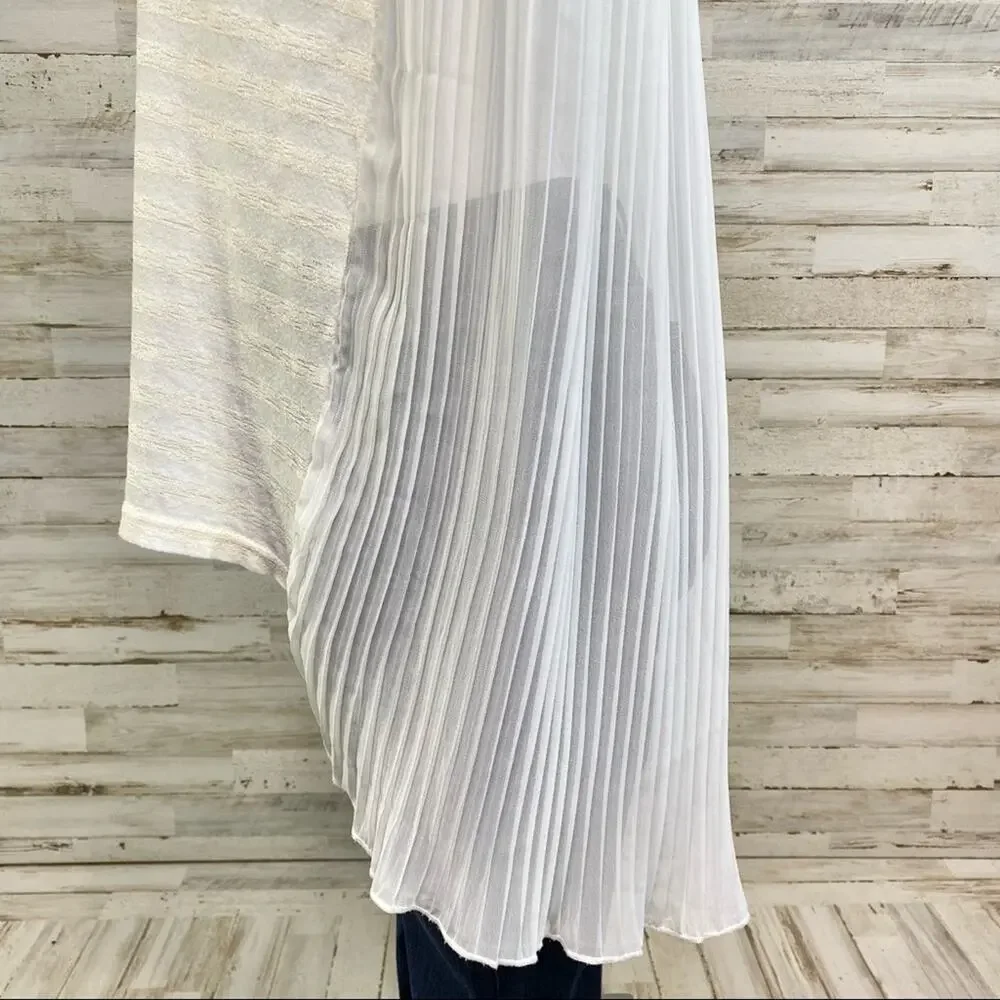 Ipekyol Sleeveless Striped Top Womens Size XS White Cream Chiffon Pleated Back - Picture 7 of 11